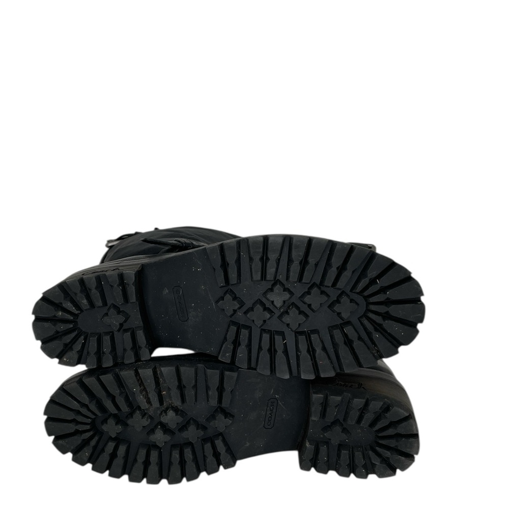 Coach Women's Black Boots Betsie Mid Calf Leather Nylon Lug Sole Size 6.5 - Picture 8 of 11